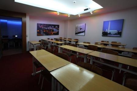 Each classroom has cove Lighting and Wall-to-wall carpeting.